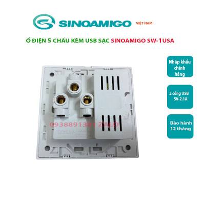 Ổ cắm điện âm tường có cổng USB Sinoamigo SW-1UAS nhập khẩu chính hãng 