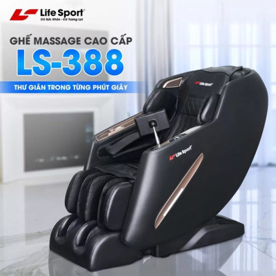 Ghế Massage Toàn Thân Giá Rẻ Lifesport LS-388, Ghế Massage Con Lăn 4D Kết Hợp Đường Ray SL, Hệ Thống Túi Khí Toàn Thân