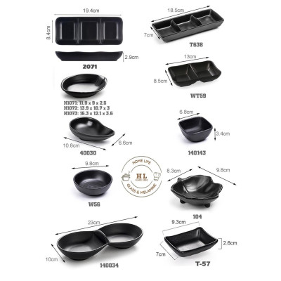 Muối tiêu tròn - lá , 1-2-3 ngăn Melamine 100% Ngọc Đen Mờ | ĐĨA MUỐI TIÊU CHẤT LIỆU MELAMINE ĐEN NGỌC HÀN QUỐC