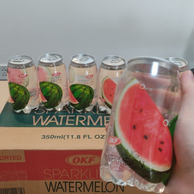 Nước ngọt có ga giải khát vị Dưa hấu (NƯỚC DƯA HẤU CÓ GA) 350ML X 6 CHAI OKF Hàn Quốc