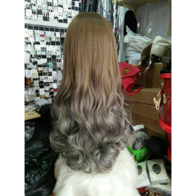 Tóc giả cao cấp xám khói omber -tặng lưới chùm tóc-hình thật