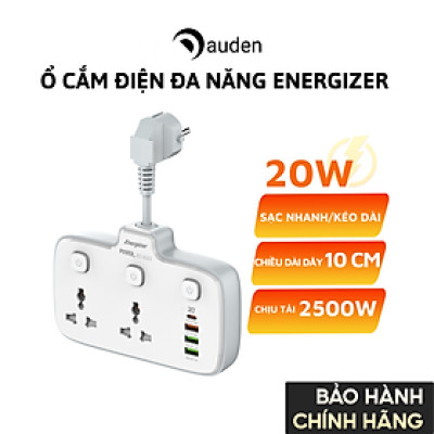 Ổ cắm điện đa năng Energizer tích hợp cổng sạc nhanh Type-C chịu tải lên đến 3500W - Hàng chính hãng