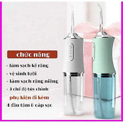 Máy tăm nước vệ sinh răng miệng cực sạch công nghệ Châu Âu - Máy Tăm nước siêu sạch Oral Irrigator kèm 4 đầu phun Nữ Women