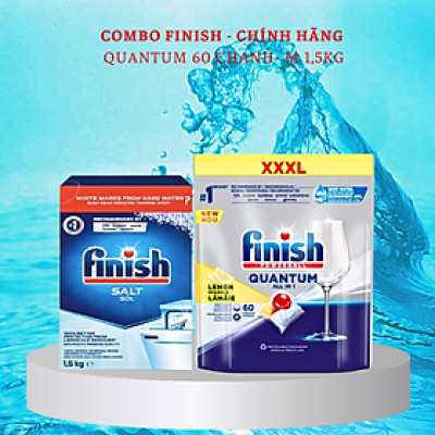 combo viên rửa bát finish quantum 72 viên+muối rửa bát fnish 1.5kg dùng cho máy rửa bát