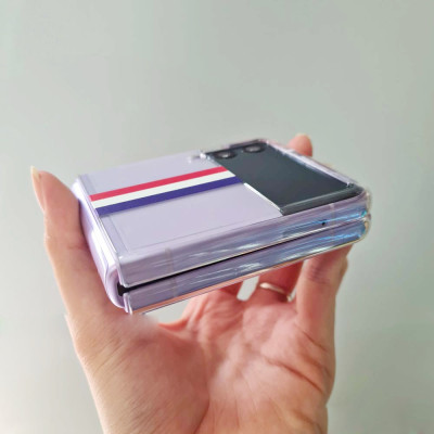 Ốp lưng chống sốc trong suốt cho Samsung Galaxy Z Flip 3 hiệu Likgus Thom Brow (chất liệu cao cấp, thiết kế thời trang họa tiết 3 sọc màu) - hàng nhập khẩu