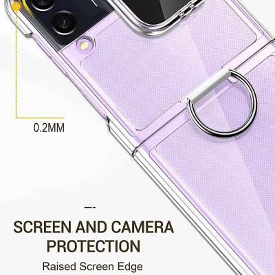 Ốp lưng chống sốc trong suốt kèm iring cho Samsung Galaxy Z Flip 3 hiệu Likgus Cover Ring (chất liệu cao cấp, thiết kế iring chống rơi rớt) - hàng nhập khẩu