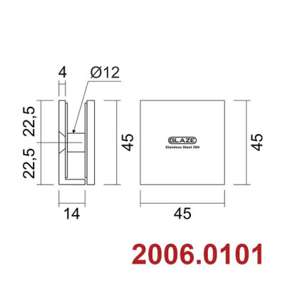 Kẹp kính tường 0o - 2006.3001.01 - Glaze