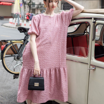 Đầm cotton hồng NGADO , đầm nữ , Đầm babydoll , Đầm xòe , Đầm thiết kế