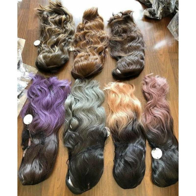 tóc giả cao cấp nhuộm chân vàng kim