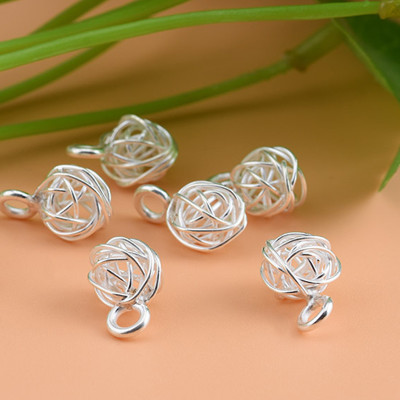 Combo 2 charm bạc quả cầu mây treo - Ngọc Quý Gemstones