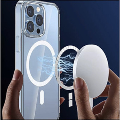 Ốp Wiwu Magentic Crystal Case Cho Iphone 13 Trong Viền Màu, Viền Dẻo Chống Ố Vàng , Chống Sốc Tốt - Hàng Chính Hãng