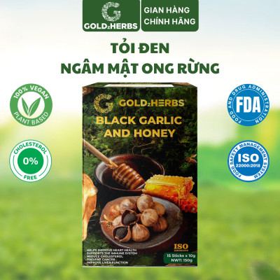Tỏi đen ngâm mật ong rừng GoldzHerbs, 100% mật ong nguyên chất – Hũ 300g/ Hộp 15 gói