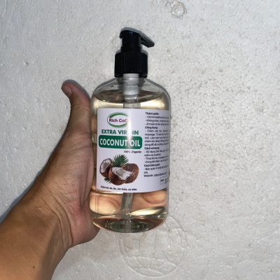 DẦU DỪA HỮU CƠ ÉP LẠNH - RICH COCO – EXTRA VIRGIN COCONUT OIL – CHAI 500ml