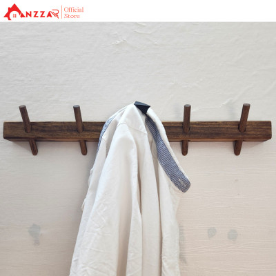 Móc Treo Quần Áo Gắn Tường Màu Nâu Rustic- Móc Gỗ Treo Quần Áo Anzzar - Móc Treo Tường Gỗ Tự Nhiên-M01