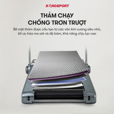 CHỈ GIAO MIỀN BẮC | Máy chạy bộ KINGSPORT GEN02 nhỏ gọn, tốc độ tối đa 8km/h, khung sườn chắc chắn, độ dốc 3 cấp độ, cân nặng phù hợp từ dưới 60kg