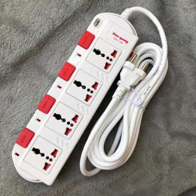 Ổ cắm điện Điện Quang cao cấp 4 lỗ 3 chấu - 4 công tắc riêng - dây dài 2m/5m ĐQ ESK SM740SL Chịu tải cao 2500W