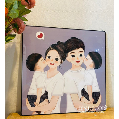 (ẢNH CHỤP THẬT)Tranh treo tường gia đình hạnh phúc 7 trang trí decor kèm đinh treo