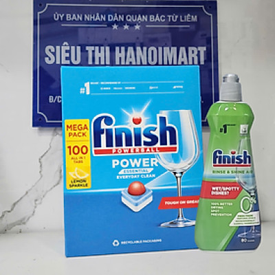 Combo Viên rửa bát Finish All in one 120 V + Nước làm bóng Finish eco 400ml
