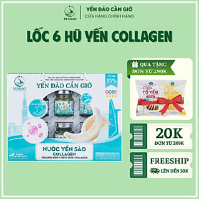 Yến Đảo - Yến Chưng Collagen Bổ Dưỡng Sức Khỏe Hỗ Trợ Làm Đẹp Da Quà Tặng Cao Cấp 6 Lọ 70ml