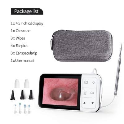 ROGTZ - Camera Nội Soi Tai Mũi Họng C02 Lens 3.9mm Màn Hình 4.5 Inch LCD Kỹ Thuật Số Phân Giải 1920*1080 6LED Hỗ Trợ Chụp Nhanh Và Quay Video 1080P Pin 2500mAh 4-5h Chống Nước IP67 Tai Mũi Họng Cơ Thể Bên Trong  - Hàng Chính Hãng