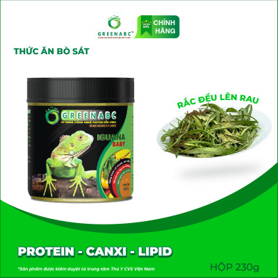 Thức ăn bò sát Iguana Baby - GREENABC dùng cho Rồng Nam Mỹ từ mới nở cho đến 9x giúp tăng kích thước, lên màu đẹp, phòng chống MBD, teo đuôi – Hộp 230g