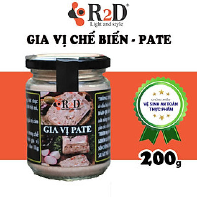 Gia vị Pate hũ 200g chính hãng R2D thành phần hữu cơ dùng làm nguyên liêu chế biến Pate.