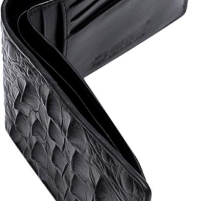 Ví Nam Da Cá Sấu Gai Lưng Huy Hoàng HT2210 (12.5 x 10 cm) - Đen