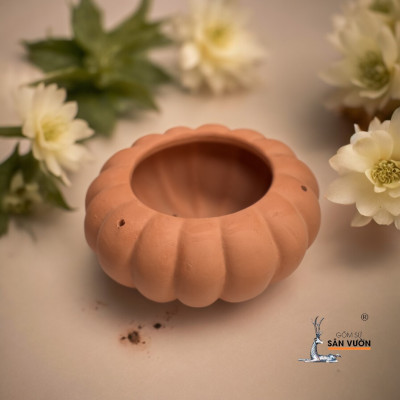 Chậu Treo Gốm Đất Nung Hình Bí Ngô