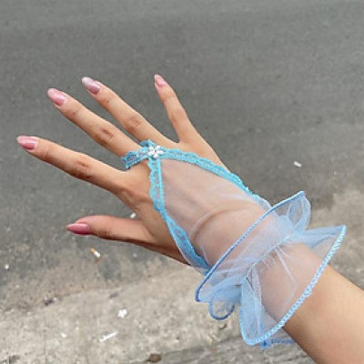 Găng tay xỏ ngón màu xanh biển