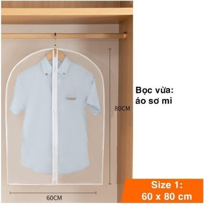 Túi bọc quần áo treo tủ đồ, túi trùm quần áo chống bụi chống thấm 60x80cm