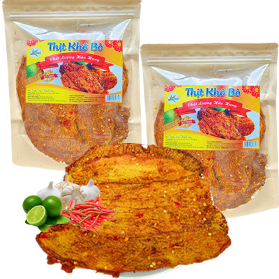 LOẠI ÍT CAY THỊT BÒ KHÔ DẠNG MIẾNG MỀM THƯƠNG HIỆU SK FOOD - TỔNG 2 BỊCH 1 KG