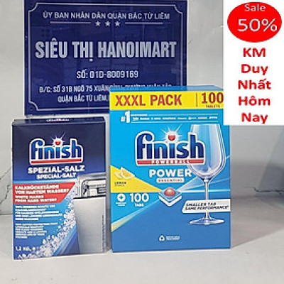 Combo Viên rửa bát Finish All in one 100 viên + Muối Finish 1,2kg