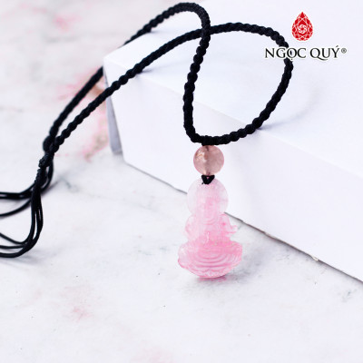 Mặt dây chuyền phật bà quan âm thạch anh hồng - Ngọc Quý Gemstones