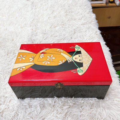 Hộp nữ trang 2 tầng Sơn Mài Cao Cấp Thanh Bình Lê đựng đồ trang sức, vật dụng nhỏ xinh, làm quà tặng,...