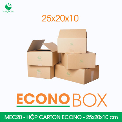 MEC20 - 25x20x10 cm - Combo 100 thùng hộp carton trơn siêu tiết kiệm ECONO