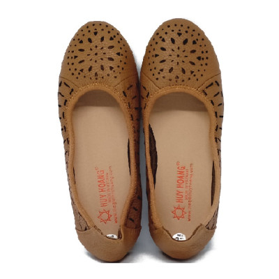 HT7947-48-49 - Giày nữ hoa văn Huy Hoàng da bò màu da, đen, nâu đất