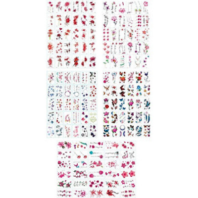 381 Hình Xăm Dán Tattoo Hoạ Tiết Hoa Bỉ Ngạn Hoa Hồng Cánh Bướm