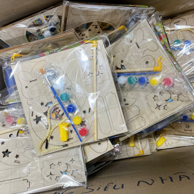 Lồng Đèn Trung Thu Gỗ Tự Tô Màu, Đèn Lồng Gỗ Thủ Công Handmade Nhiều Mẫu Dễ Thương Kèm Đèn Led - HÀNG CHÍNH HÃNG MINIIN