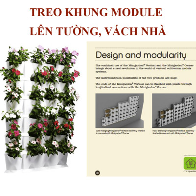 Khung Vườn Đứng Cây Ban Công (Bộ 8 tầng Module Vertical + 1 Tray nước nhập khẩu Bồ Đào Nha (không kèm tưới) dùng trồng cây xanh treo tường dạng đứng