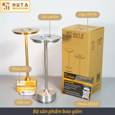 Đèn Led Quầy Bar Bàn Ăn Nhà Hàng HUTA AL4 Cảm Ứng Pin Sạc Tích Điện USB Điều Chỉnh Ánh Sáng Vàng Trang Trí Quán Cà Phê Lounge Sự Kiện