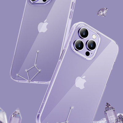 Ốp lưng cứng trong suốt đính đá dành cho iPhone 14 Pro hiệu Memumi - Hàng nhập khẩu