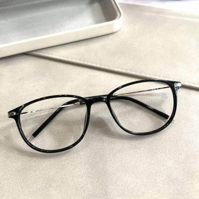 Kính mắt thời trang Hàn Quốc dáng bầu gọng kim loại tăm cao cấp