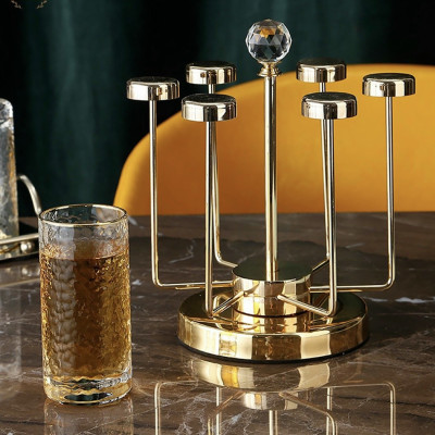 Giá úp cốc Inox mạ vàng xoay 360 độ