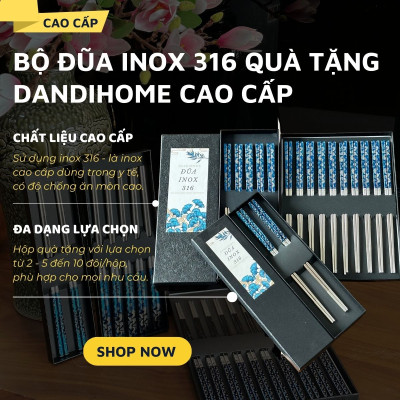 Hộp quà tặng đũa inox 316 DandiHome cao cấp mạ Titanium Plated