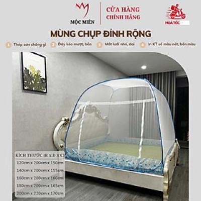 Màn Chụp , Mùng Chụp Tự Bung Đỉnh Rộng Cao Cấp Mộc Miên - Kích Thước 1,2mx2m ( Hà Nội )