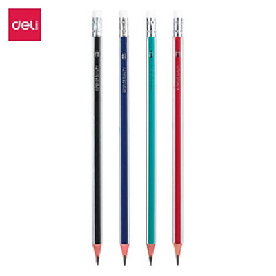 Bút 2B kèm tẩy Deli - sọc neon nhiều màu - 12 cây/hộp - E37013 / E37014 / E37015 / E37016/ E37000/ E58103/ E10902