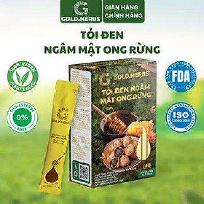 Tỏi đen ngâm mật ong rừng GoldzHerbs, 100% mật ong nguyên chất – Hũ 300g/ Hộp 15 gói