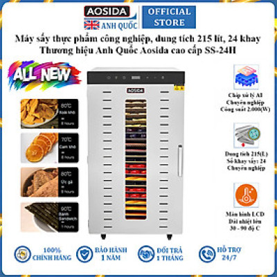 Máy sấy thực phẩm công nghiệp thương hiệu cao cấp AOSIDA SS-24H 24 khay - Dung tích 215L - Hàng Chính Hãng
