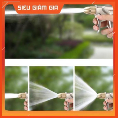 Bộ dây vòi xịt nước rửa xe, tưới cây đa năng, tăng áp 3 lần, loại 15m 206701-1 đầu đồng,cút,nối đen+ tặng đai