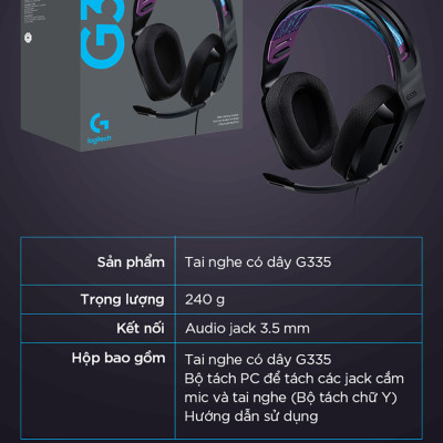 Tai Nghe Gaming Có Dây Logitech G335 - Hàng Chính Hãng